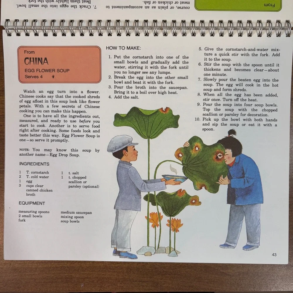 Many Hands Cooking International Cookbook UNICEF 1974 Vintage Spiral Bound Chen